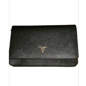 Black Prada with gold hardware EUC clutch/crossbody. Strap is missing. W8"xH5.5